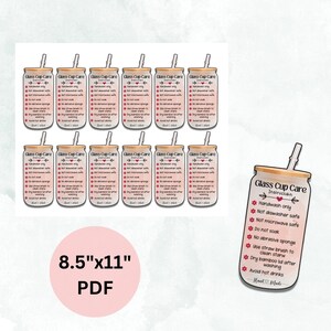 Glass Cup Instruction, Glass Cup Care Instruction, Printable Glass Cup ...