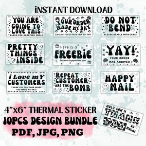 Thermal printable sticker, 4x6 thermal sticker, Packaging sticker, Small business Packaging label, printable label, Thermal Download label