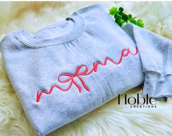 Mama Bow Sweatshirt | Personalized | Custom Mama Embroidered