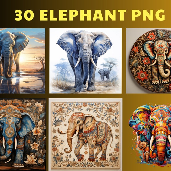 Elephant jungle digital art pictures pack of 30