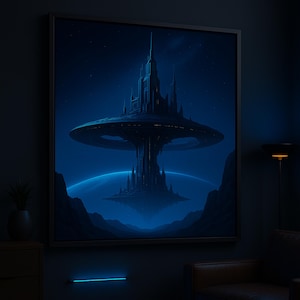 Futuristic Sci-Fi Wall Art – Set of 10 Digital Prints | Utopian Cities & Space Station Posters
