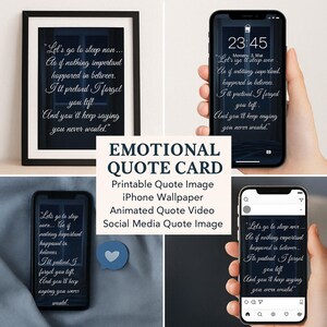 Lot de cartes de citation émotionnelle - imprimable 5 x 7, fond d'écran iPhone, publication Instagram, vidéo pour histoires - téléchargement numérique