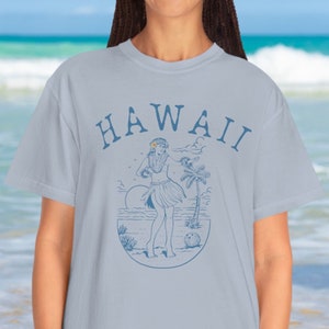 Hibiscus Hula Girl Tee Hula Hawaiian girl tshirt Comfort Colors Women&#39;s Tshirts Oversized Beach T Shirt Summer Tee Hawaiian Hula Dancer