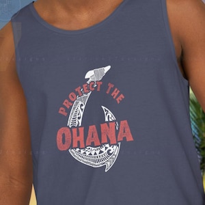 Hawaii Tank Top: Makau Fish Hook Ohana Tank Top Komfort Farben Tropical Beach Bum Tank Top, Oahu Geschenk, Unisex übergroßer Island Style Tee
