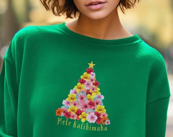 Hawaiiaans sweatshirt: Mele Kalikimaka kerstboomtrui voor Ohana Christmas Gathering