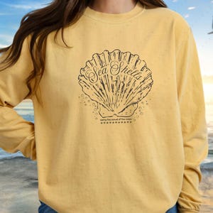 Sea Shell Long Sleeve Tee Ocean Vibes Coastal Beach Lover Gift Shirt