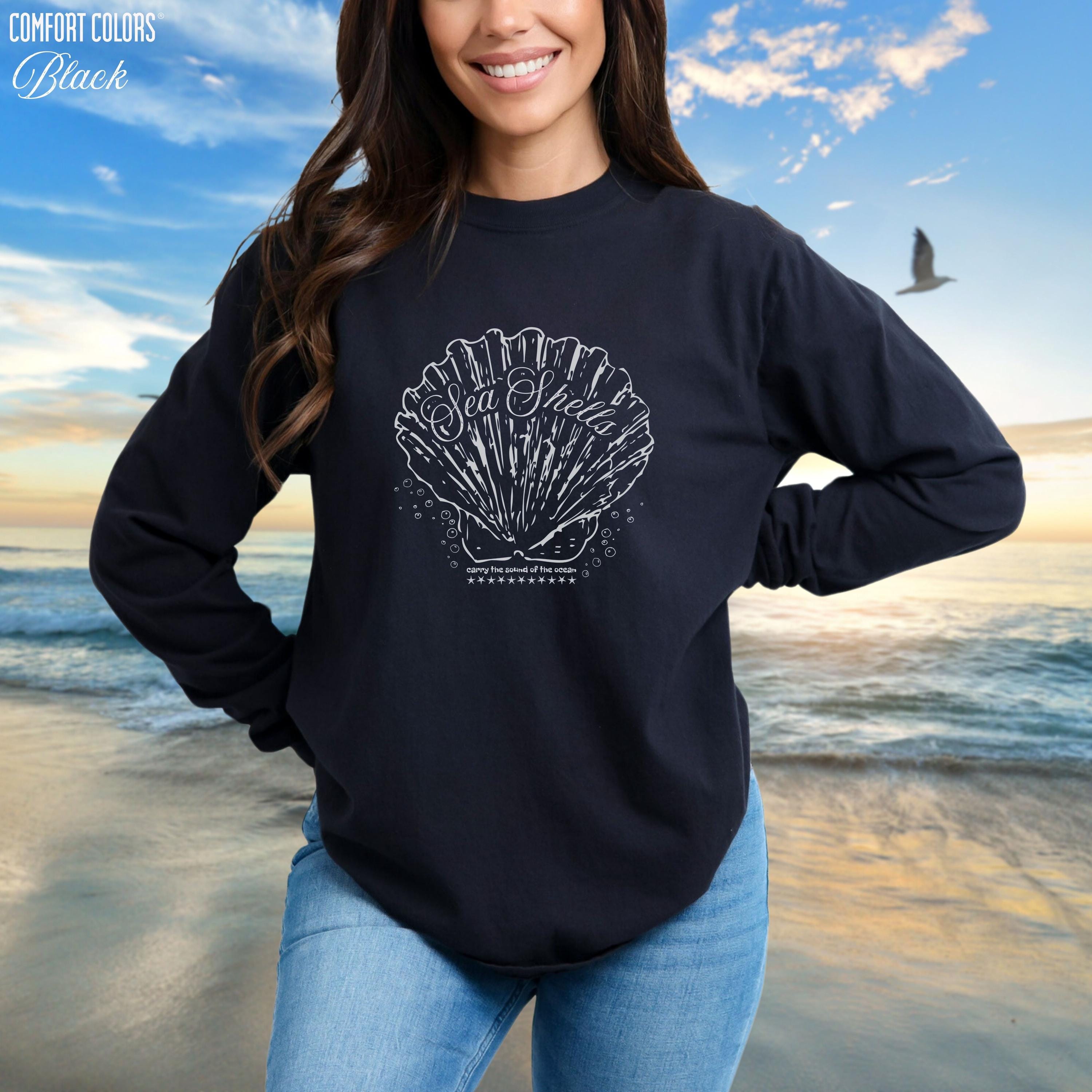 Sea Shell Long Sleeve T-shirt, Carry the Sound of the Ocean Sea Shell Long Sleeve T-shirt, Carry the Sound of the Ocean