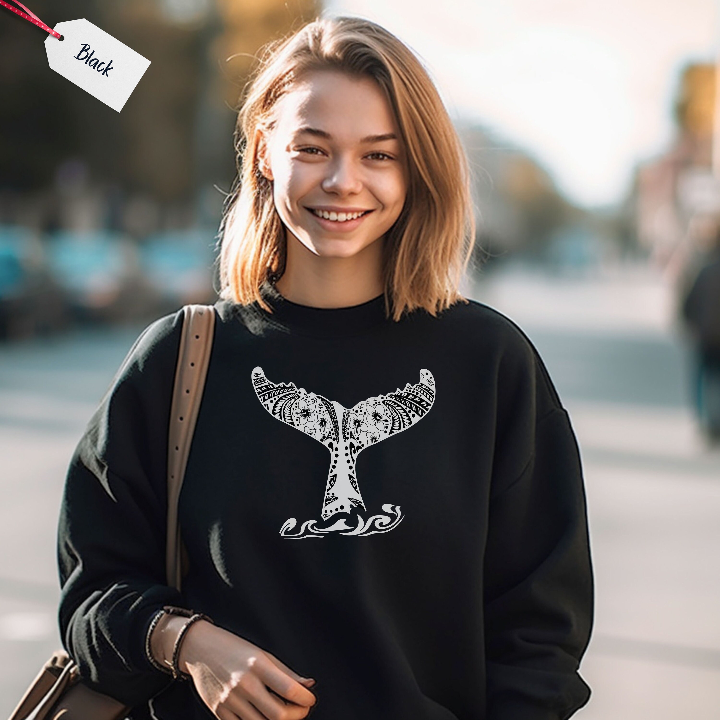 Sweat à Capuche Queue De Baleine Rétro - Design Vie Marine, Parfait Pour Les Amoureux De L'océan