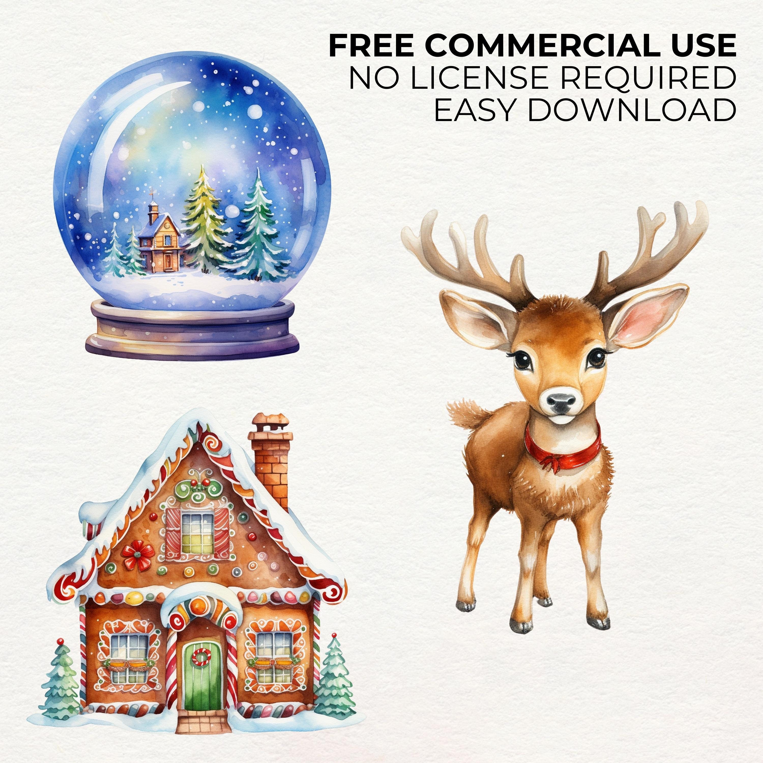 Christmas Clipart Bundle | 40 Watercolor Christmas Pngs, Winter Clipart ...