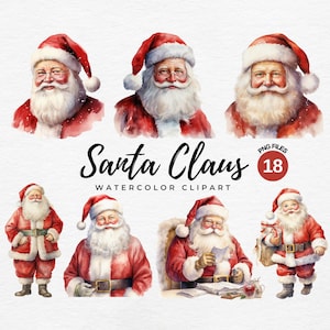 Santa Claus Clipart Watercolor Santa PNG, Perfect for Card Making, Digital Paper Craft, Junk Journal, Christmas Clipart, Commercial Use