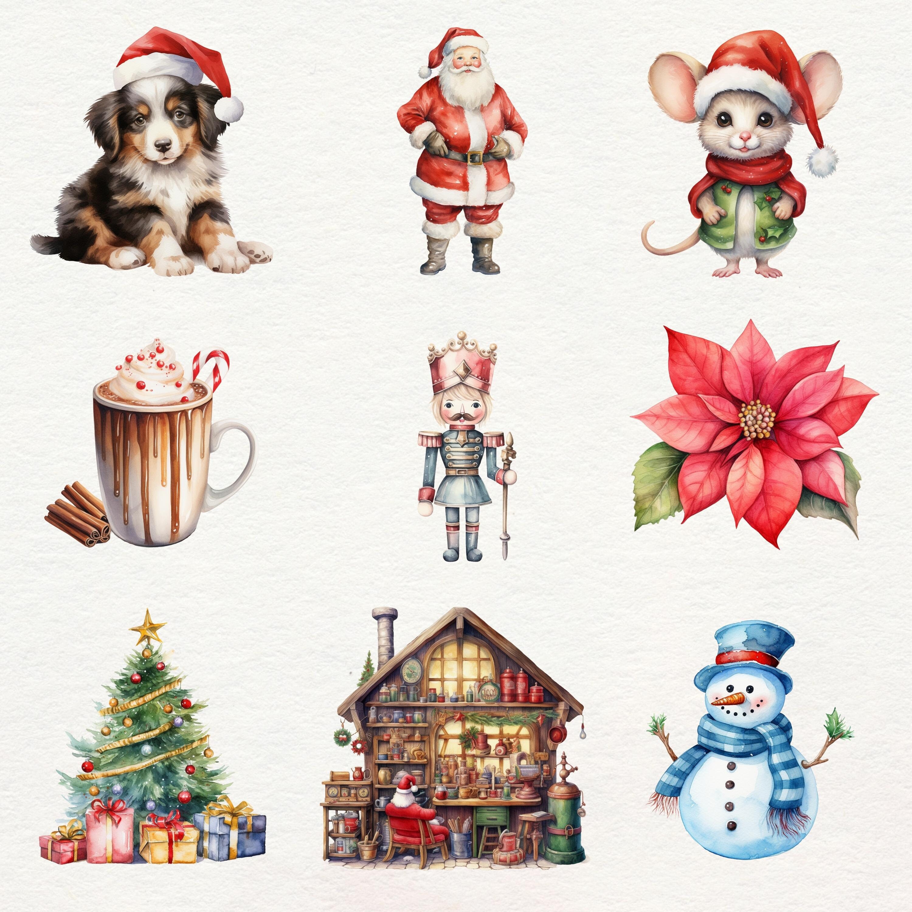 Christmas Clipart Bundle | 40 Watercolor Christmas Pngs, Winter Clipart ...