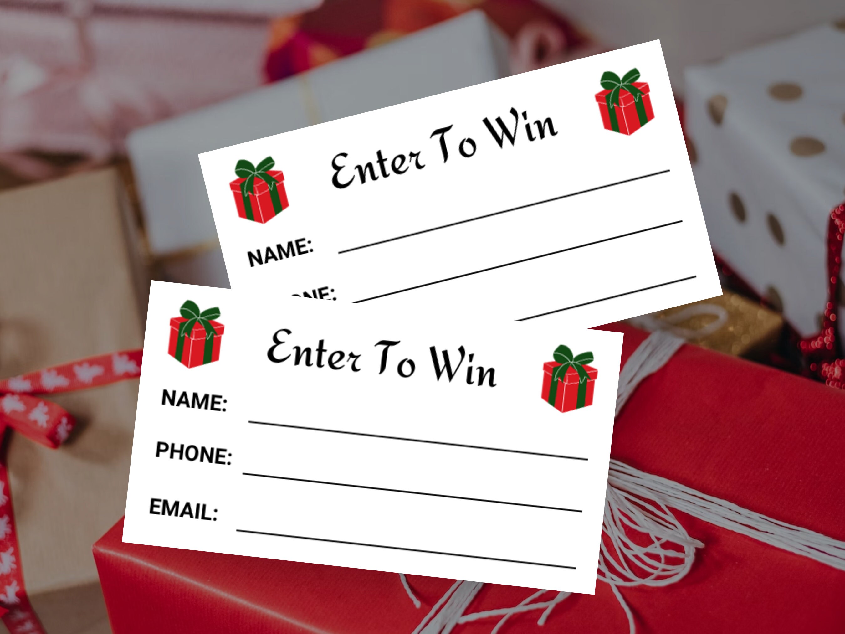 Christmas Present Printable Raffle Ticket Template Wrapped Gift Enter ...