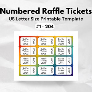 Rainbow Raffle Ticket Printable Numbered Tickets Pride Enter to Win ...
