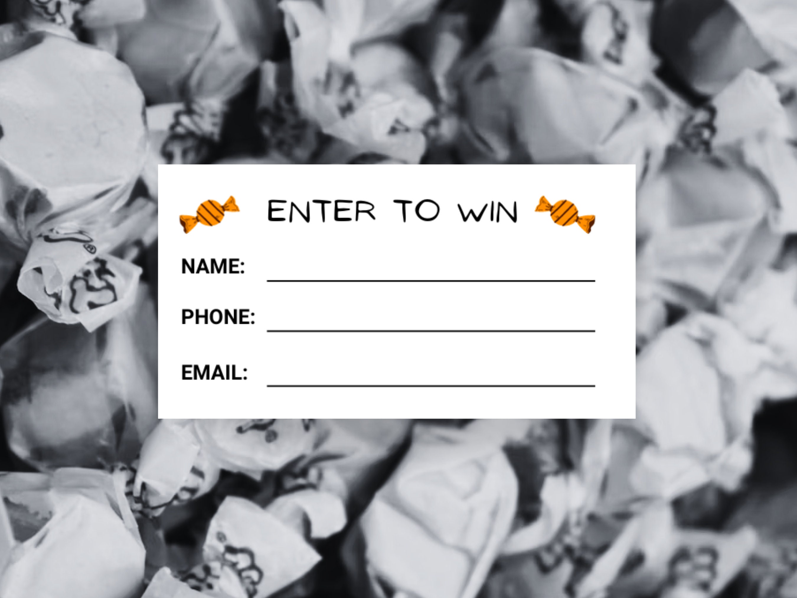 Halloween Candy Printable Raffle Ticket Template Enter to Win Draw Tickets Event Marketing Name Address Phone Instant Download Printable PDF
