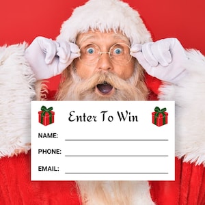 Cadeau de Noël Modèle de billet de tombola imprimable Cadeau enveloppé Participez pour gagner des billets de tirage au sort Téléchargement instantané PDF imprimable