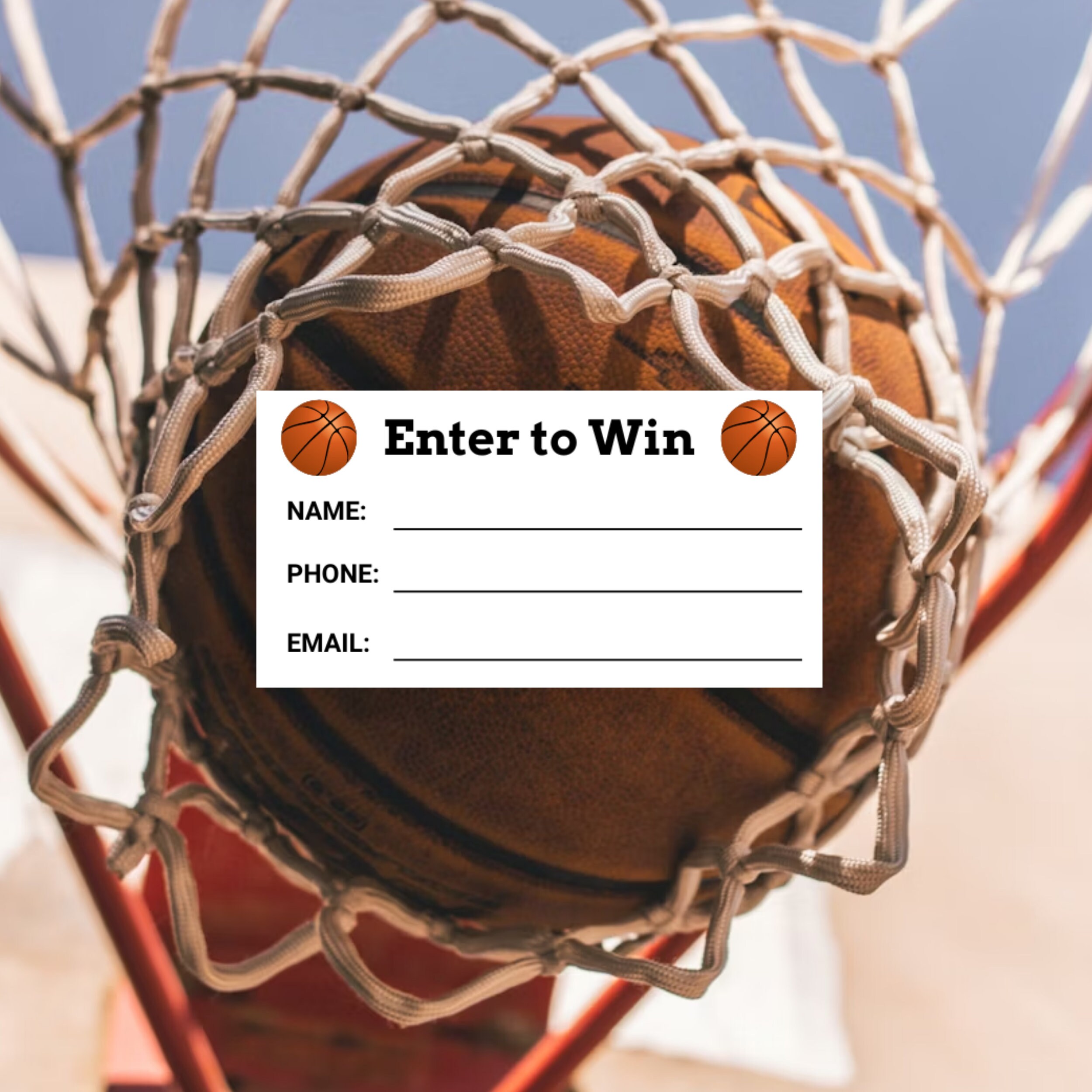 Basketball Printable Raffle Ticket Template Sports Bball Enter to Win ...