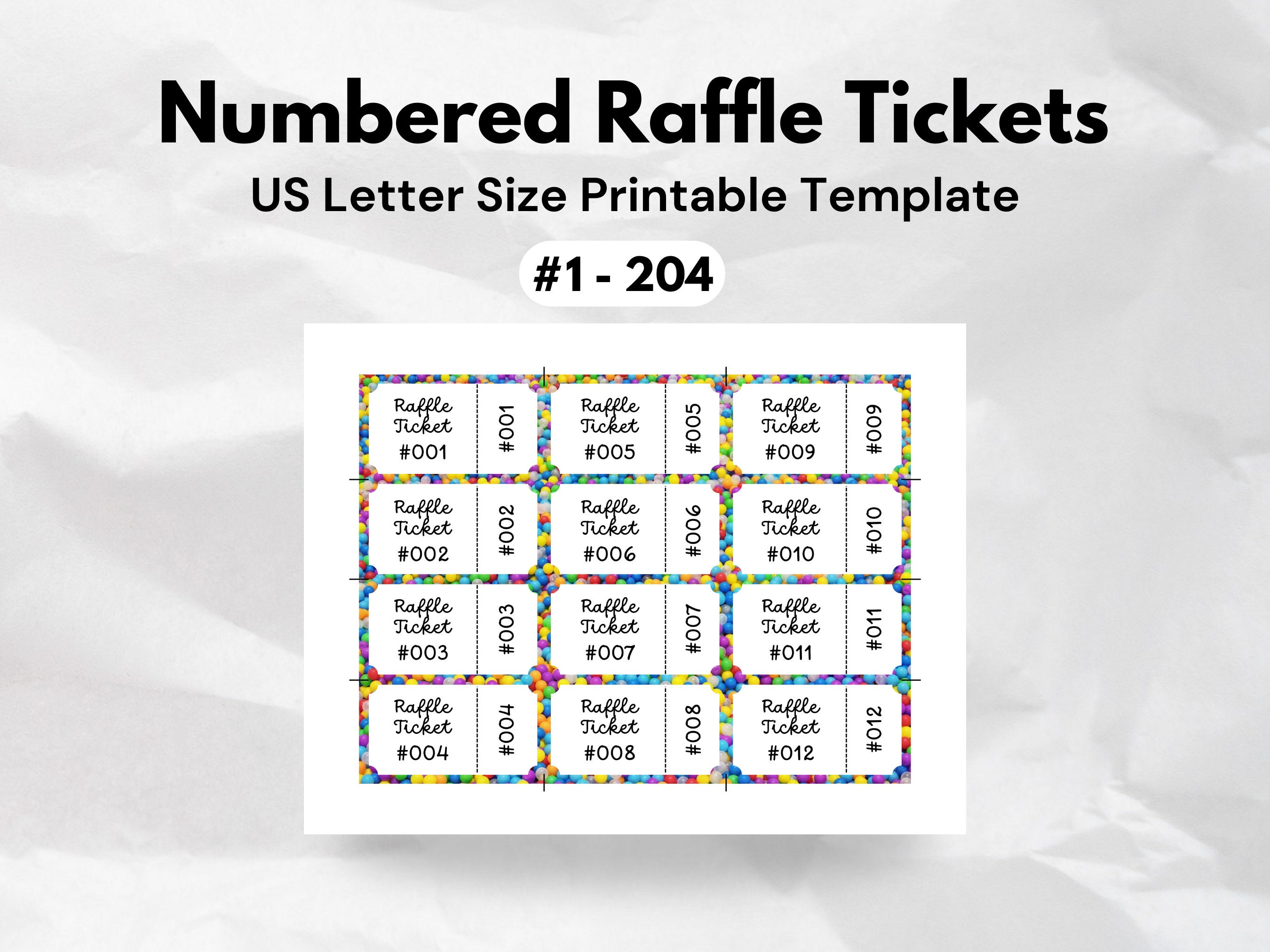 Fun Kids Printable Numbered Raffle Tickets Confetti Enter to Win ...