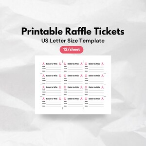 Sample Ribbon For Raffle Insert Number Printable Pink Ribbon Raffle Ticket Template Breast Cancer Fundraiser ...