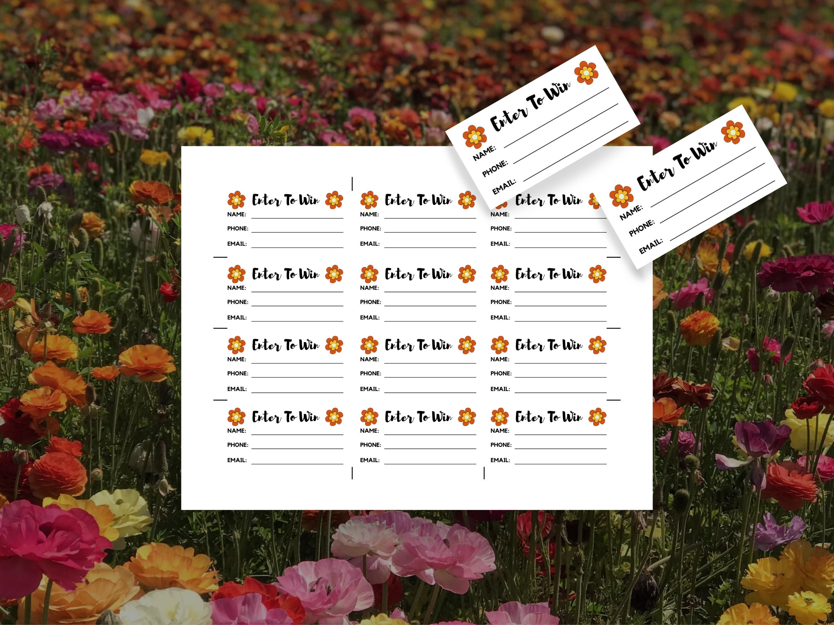 Groovy Flower Printable Raffle Ticket Template Enter to Win Vintage ...