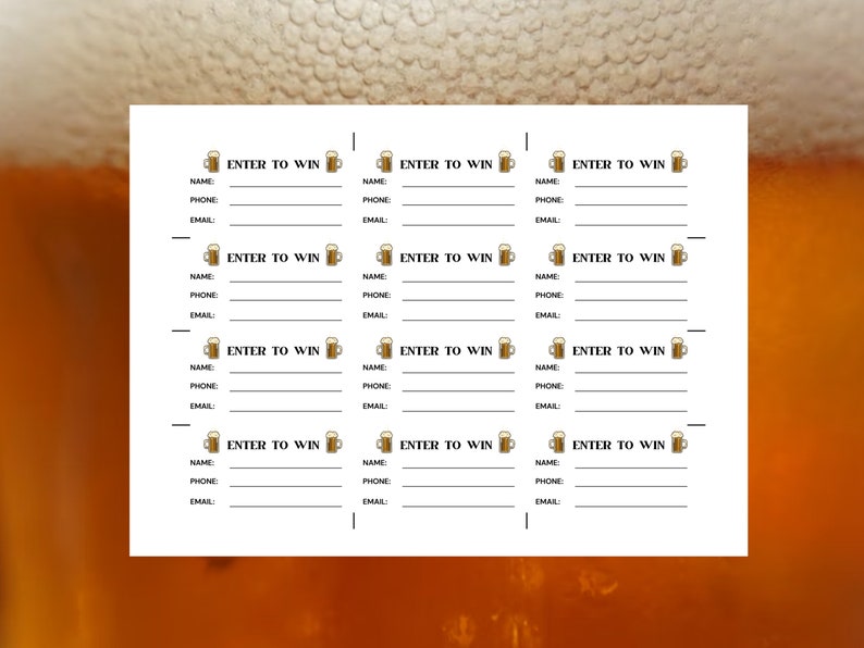 Beer Stein Printable Raffle Ticket Template Enter to Win Booze Draw ...