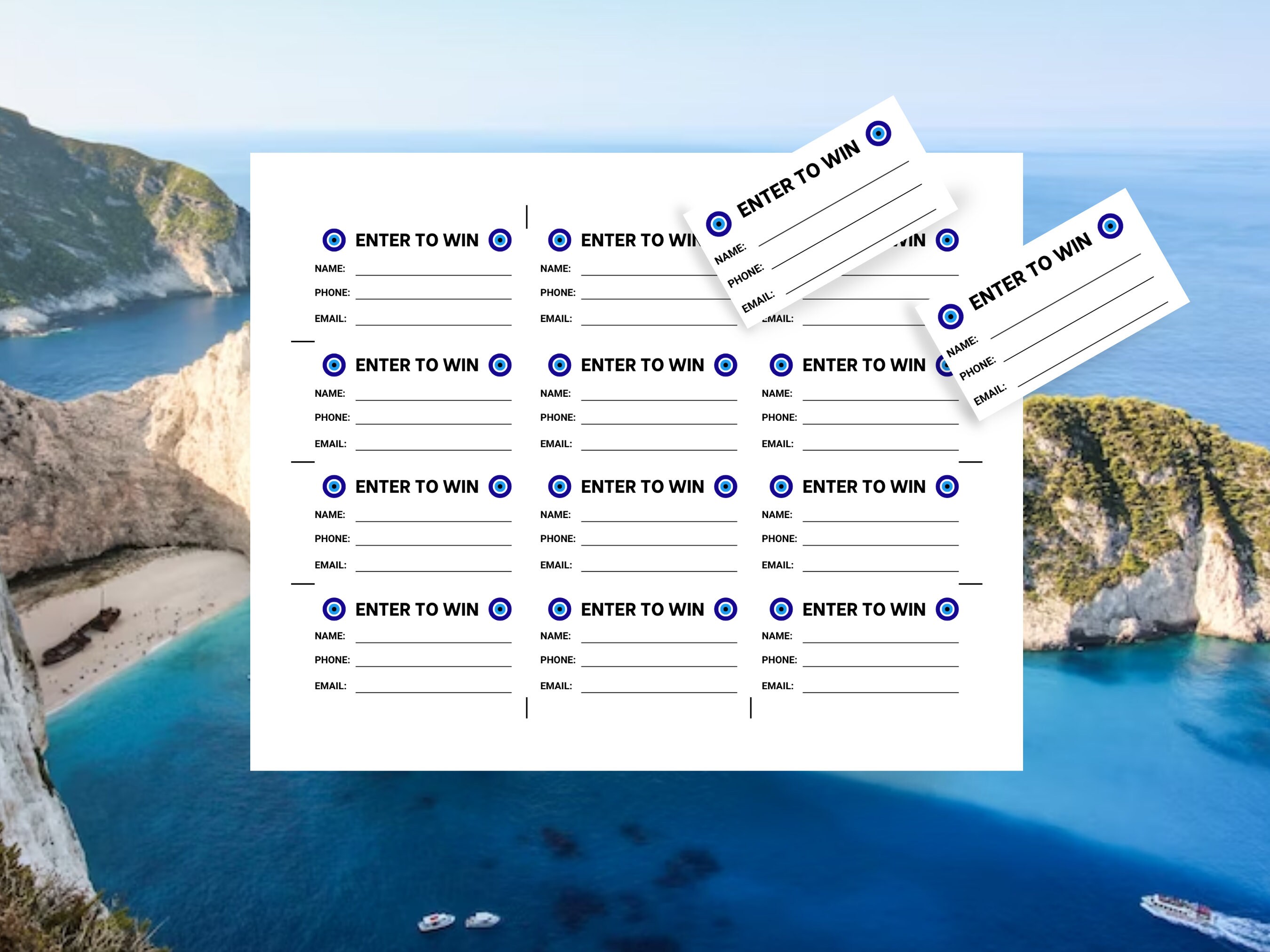 Printable Evil Eye Raffle Ticket Template Nazar Amulet Enter to Win ...