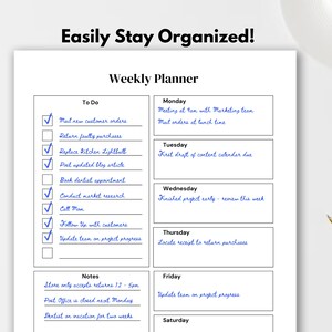 Printable Planner Minimalist Weekly Undated Planner Simple Weekly To Do List Day Planner Week at a Glance Top Priorities Organizer PDF A4 A5