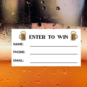 Beer Stein Printable Raffle Ticket Template Enter to Win Booze Draw Tickets Instant Download Printable PDF Alcohol Raffle Tickets Template