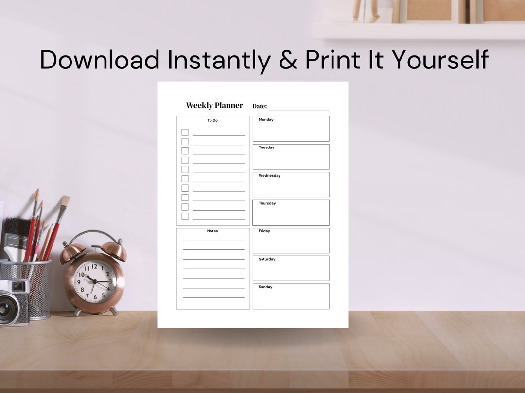 Minimal Printable Planner Minimal Weekly to Do List Day Planner ...