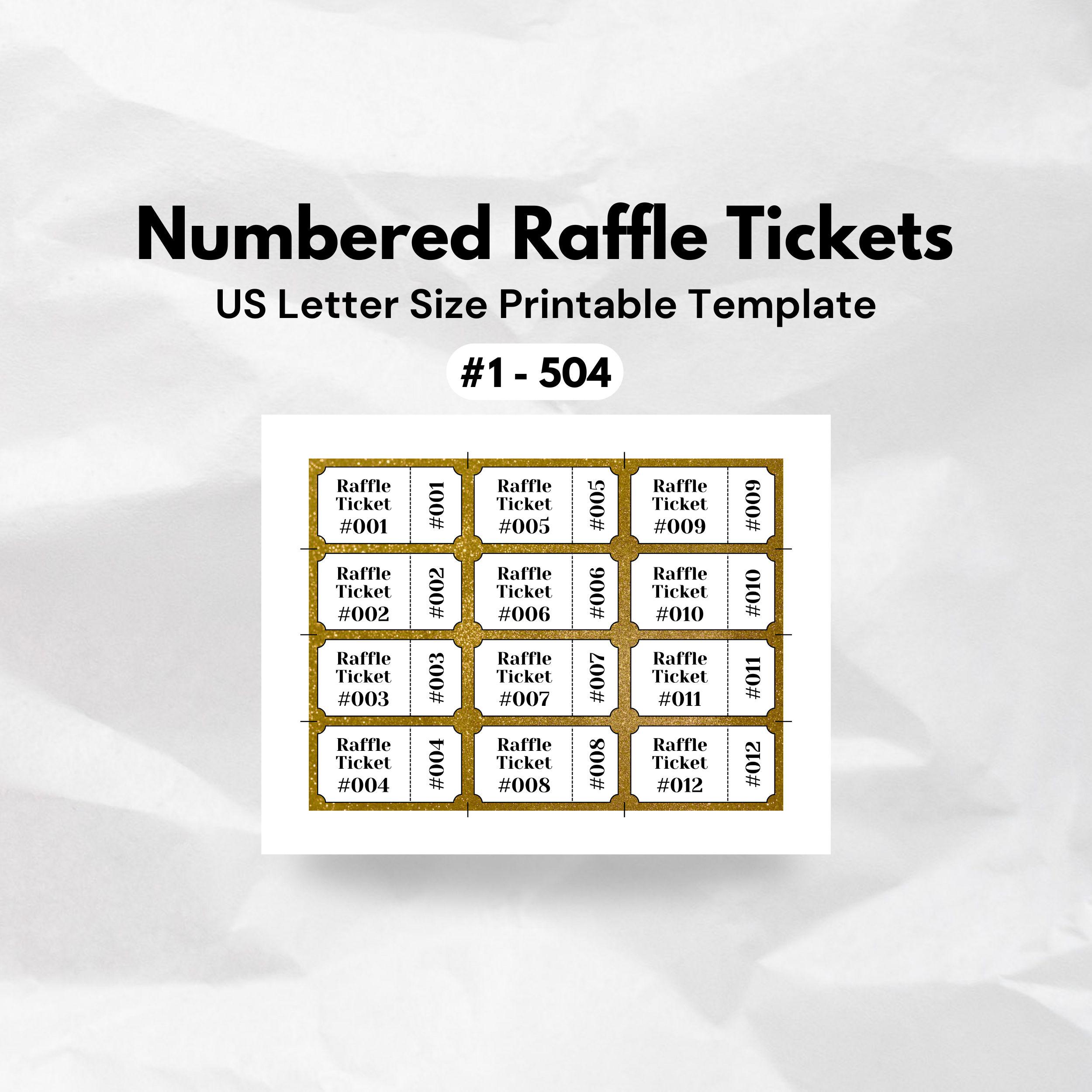 Number In Raffle Gold Numbered Raffle Tickets With Numbers 1 to 500 Printable Enter to ...