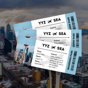 Surprise Fake Plane Tickets Editable Template Vacation Airline Boarding Pass Announcement Best Gift Idea DIY Print at Home Canva Ticket