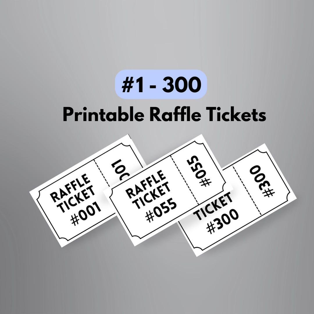Printable Numbered Raffle Ticket Enter to Win Tickets With Numbers 1 to ...