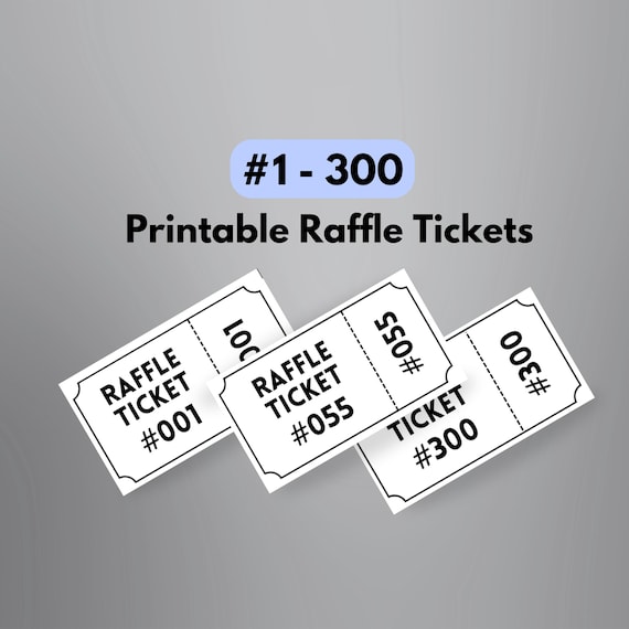 Printable Numbered Raffle Ticket Enter to Win Tickets With Numbers