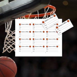 Modèle imprimable de billet de tombola de basket-ball Ballons de sport Participez pour gagner des billets de tirage au sort Téléchargement instantané PDF imprimable Carte marketing