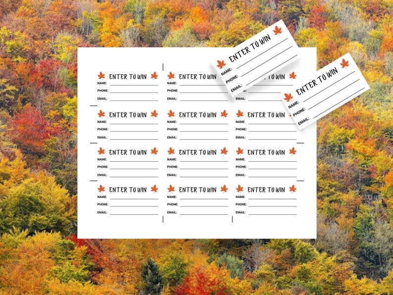 Leafs Raffles Fall Leaves Printable Raffle Ticket Template Autumn Leaf Enter to Win ...