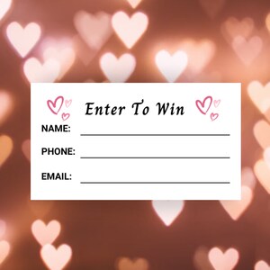 Roze harten afdrukbare loterij ticket sjabloon Valentijnsdag Enter om loten te winnen Evenementmarketingkaart Direct downloaden afdrukbare PDF