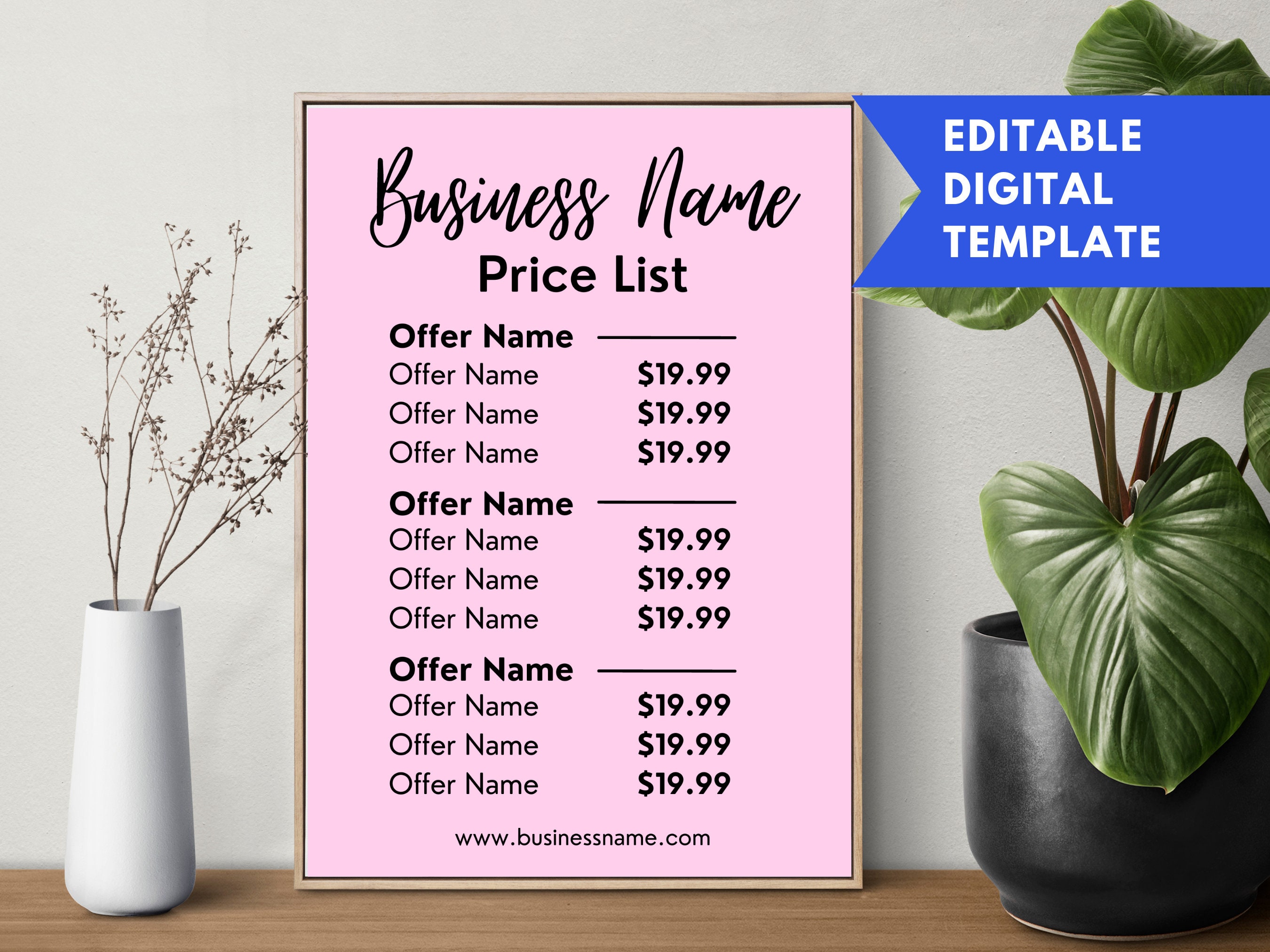 Small Business Price List Editable Template for Canva Menu Template ...