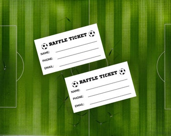 Soccer Printable Raffle Tickets Sports Enter to Win Raffle Tickets Name Email Address Phone Draw Entry Prize Ticket Printable PDF