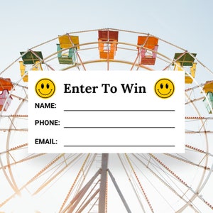 Smile Tombola Ticket Vorlage Geben Sie ein, um Gelbes Smiley-Gesicht Verlosung zu gewinnen Sofortiger Download druckbare PDF-Datei
