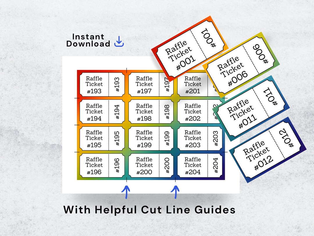 Rainbow Raffle Ticket Printable Numbered Tickets Pride Enter to Win ...