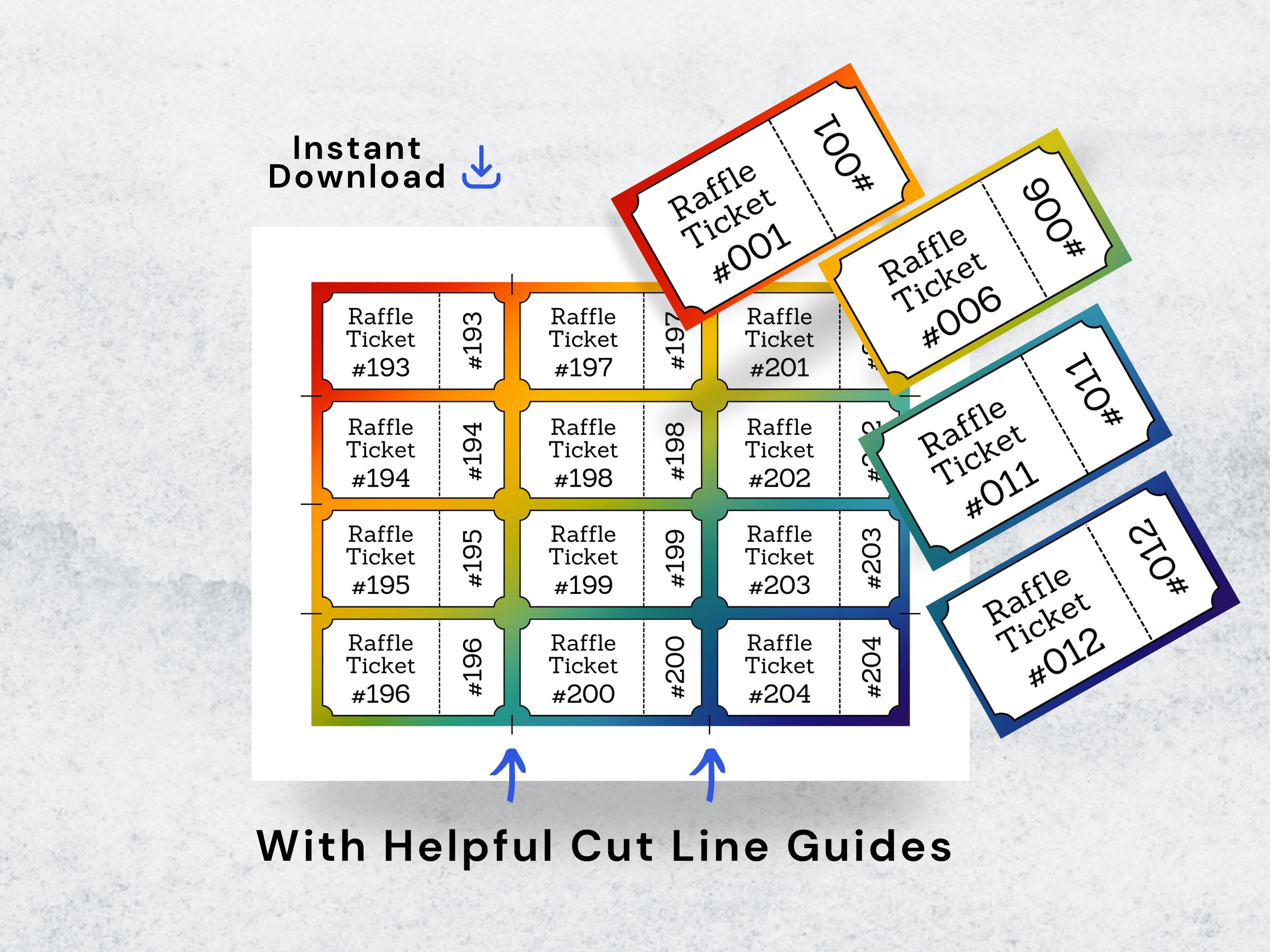 Rainbow Raffle Ticket Printable Numbered Tickets Pride Enter to Win ...