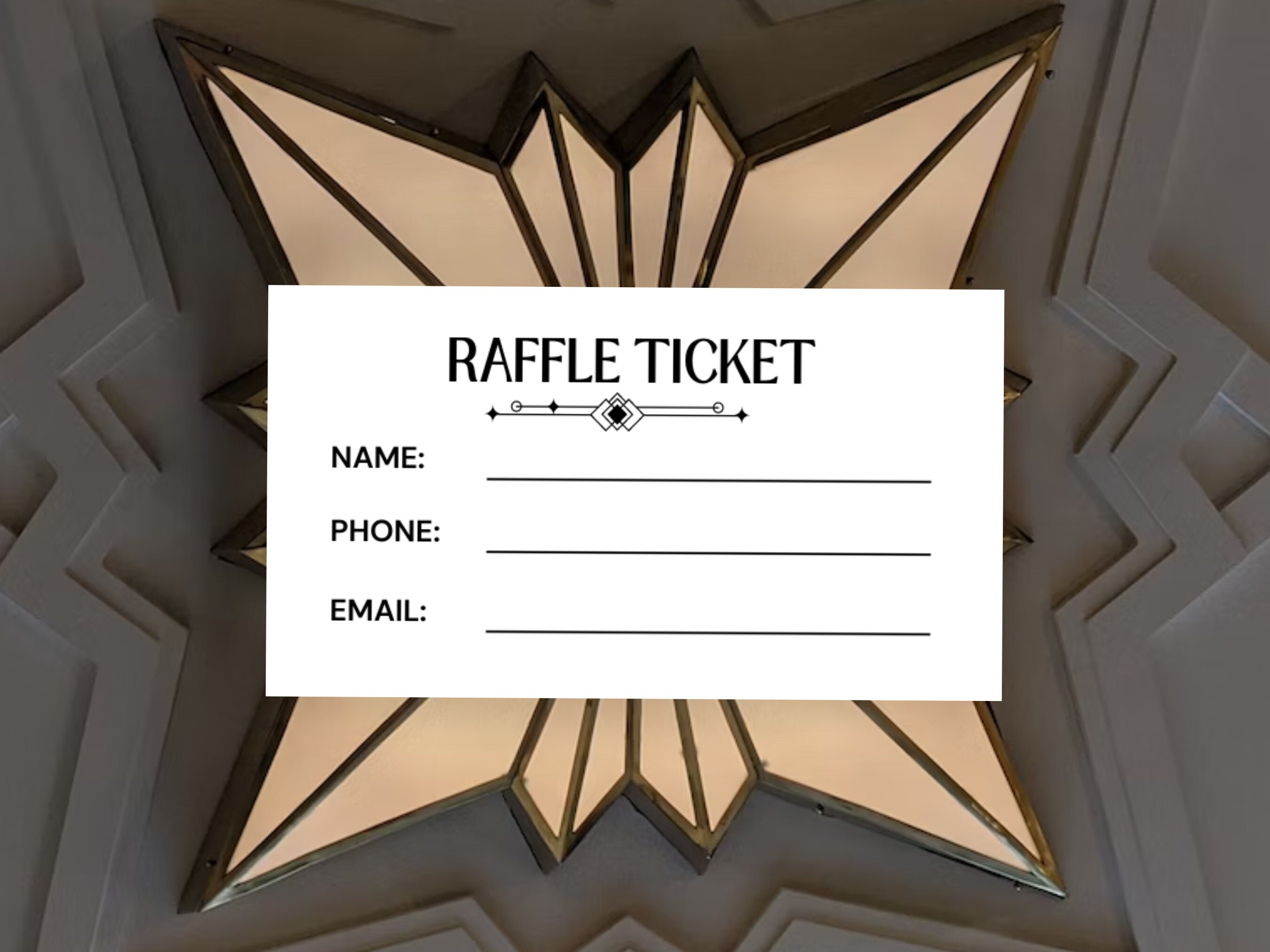 Drawing Names Raffle Art Deco Raffle Tickets Minimal Raffle Enter to Win Tickets Geometric ...