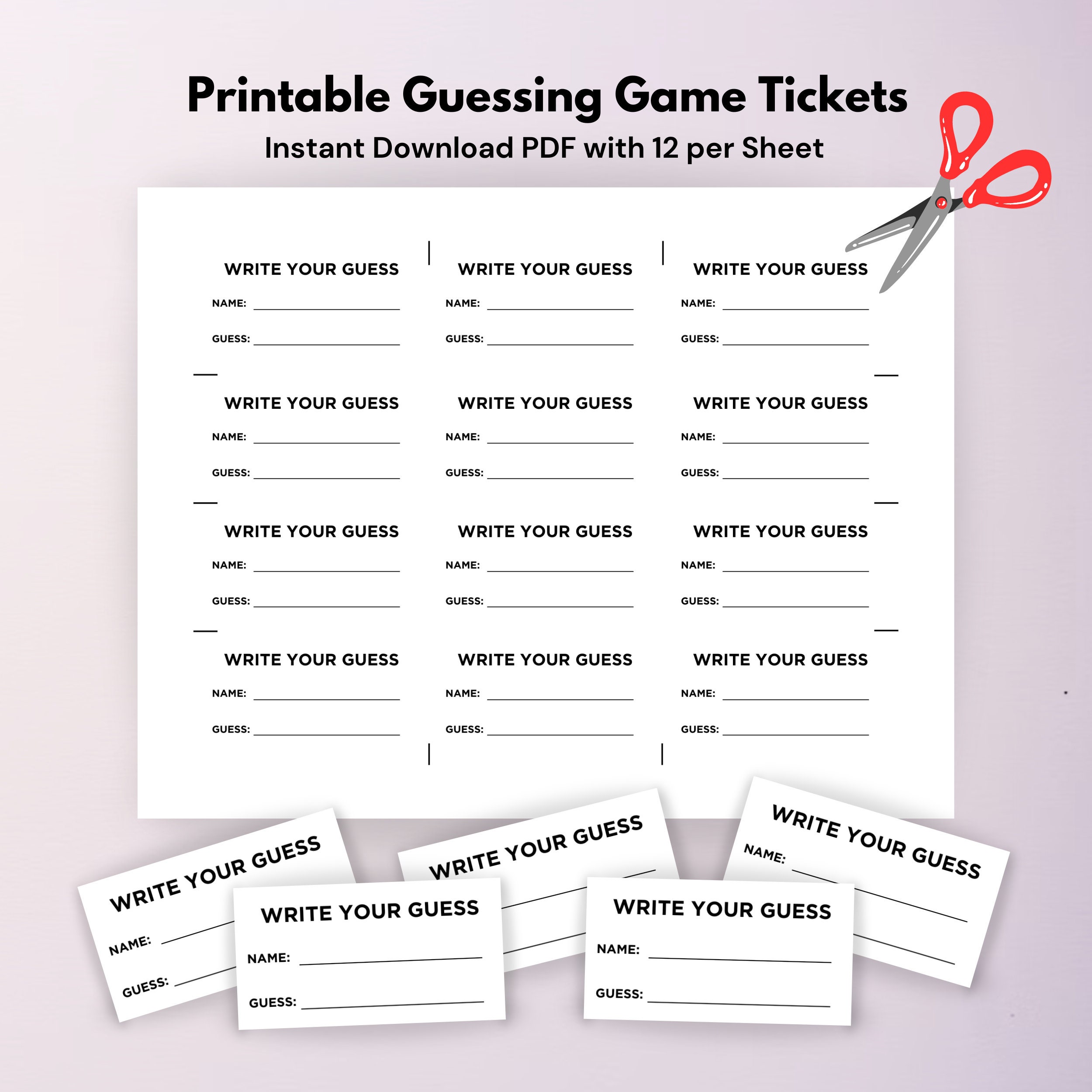 Printable PDF Guess How Many Raffle Ticket Template Guessing Game Draw ...