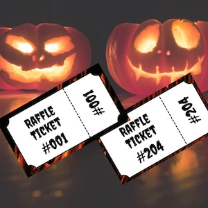 Spooky Printable Numbered Raffle Tickets Enter to Win Fundraiser Raffle Tickets with Numbers 1 to 204  Draw Entry Door Prize Printable PDF