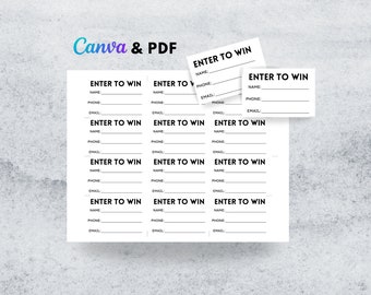 DIY Raffle Ticket Template for Canva Minimal Printable PDF Editable Draw Entry Ticket Enter To Win Contest Print at Home Raffle Tickets