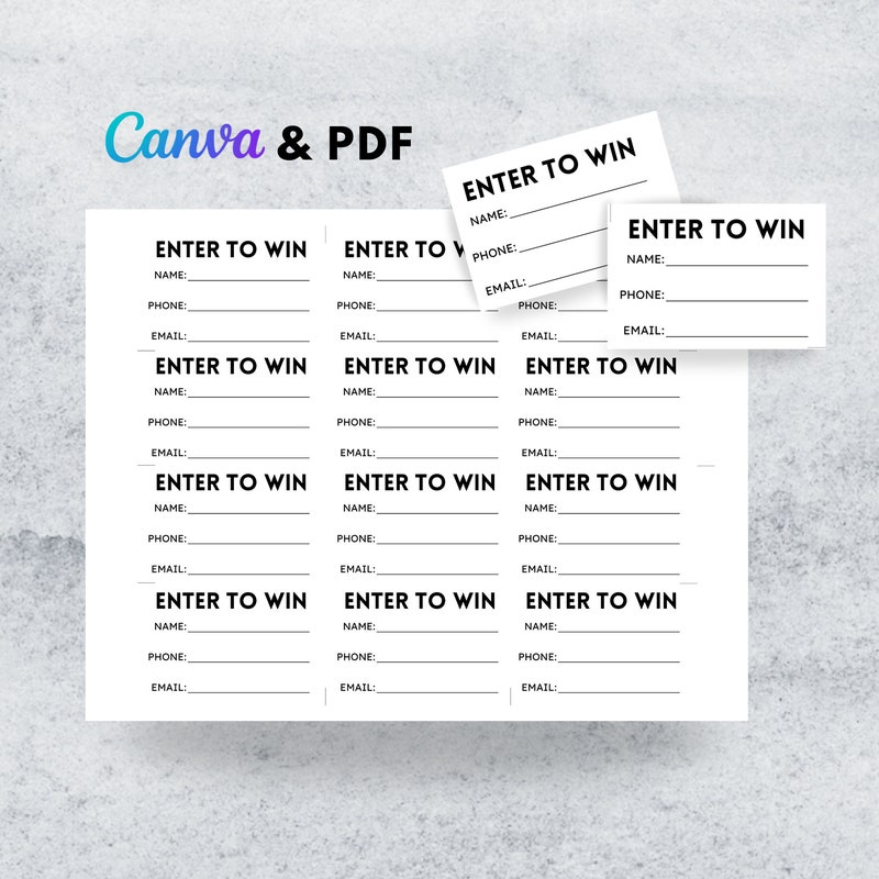 Printable Drawing Entry Forms - Etsy