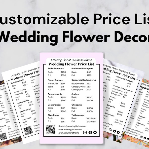 Floral Price List Etsy