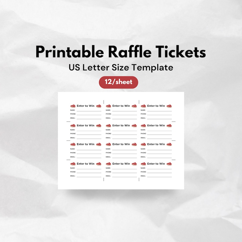 Meat Raffle Printable Raffle Ticket Template Enter to Win Draw Tickets Meat Raffle Printable Raffle Ticket Template Enter to Win Draw Tickets