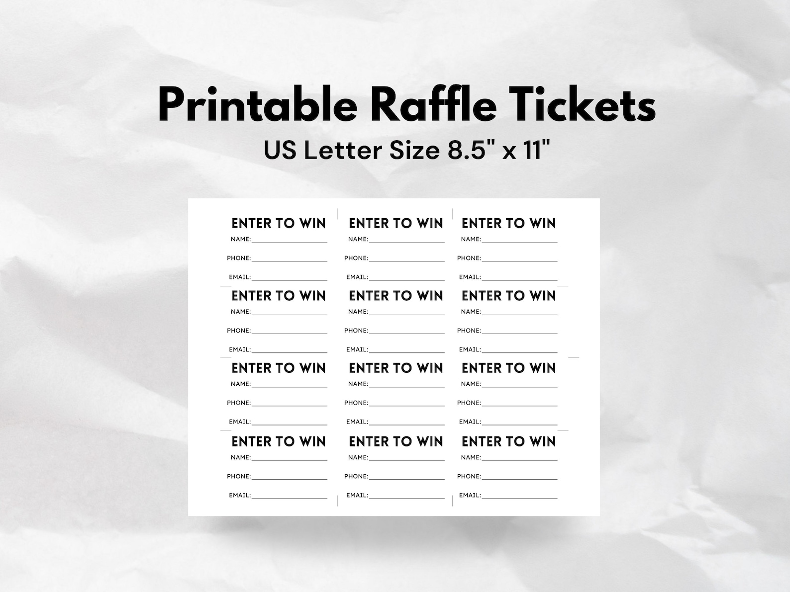 Printable Raffle Ticket Template for Canva Editable Custom Draw Entry