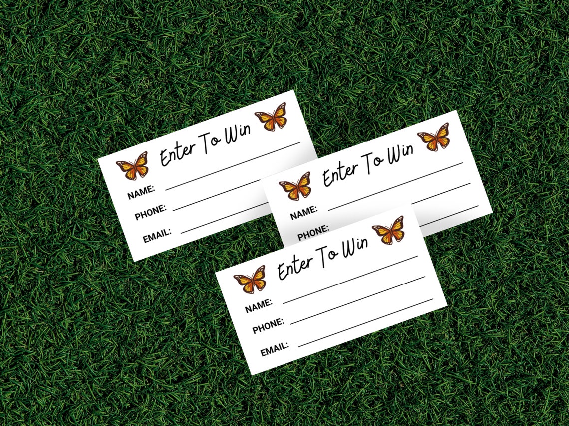 Butterfly Printable Raffle Ticket Template Enter to Win Vintage Monarch ...