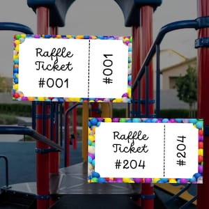 Spaß Kinder druckbare nummerierte Tombola Tickets Konfetti Nehmen Sie teil, um Fundraiser Tickets Nummern 1 - 204 zu gewinnen Einfahrt Tür Preis druckbare PDF zu ziehen